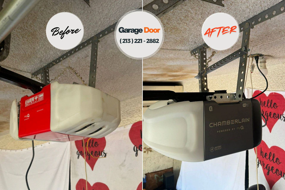 Before and after: garage door opener repair Yadkinville, NC